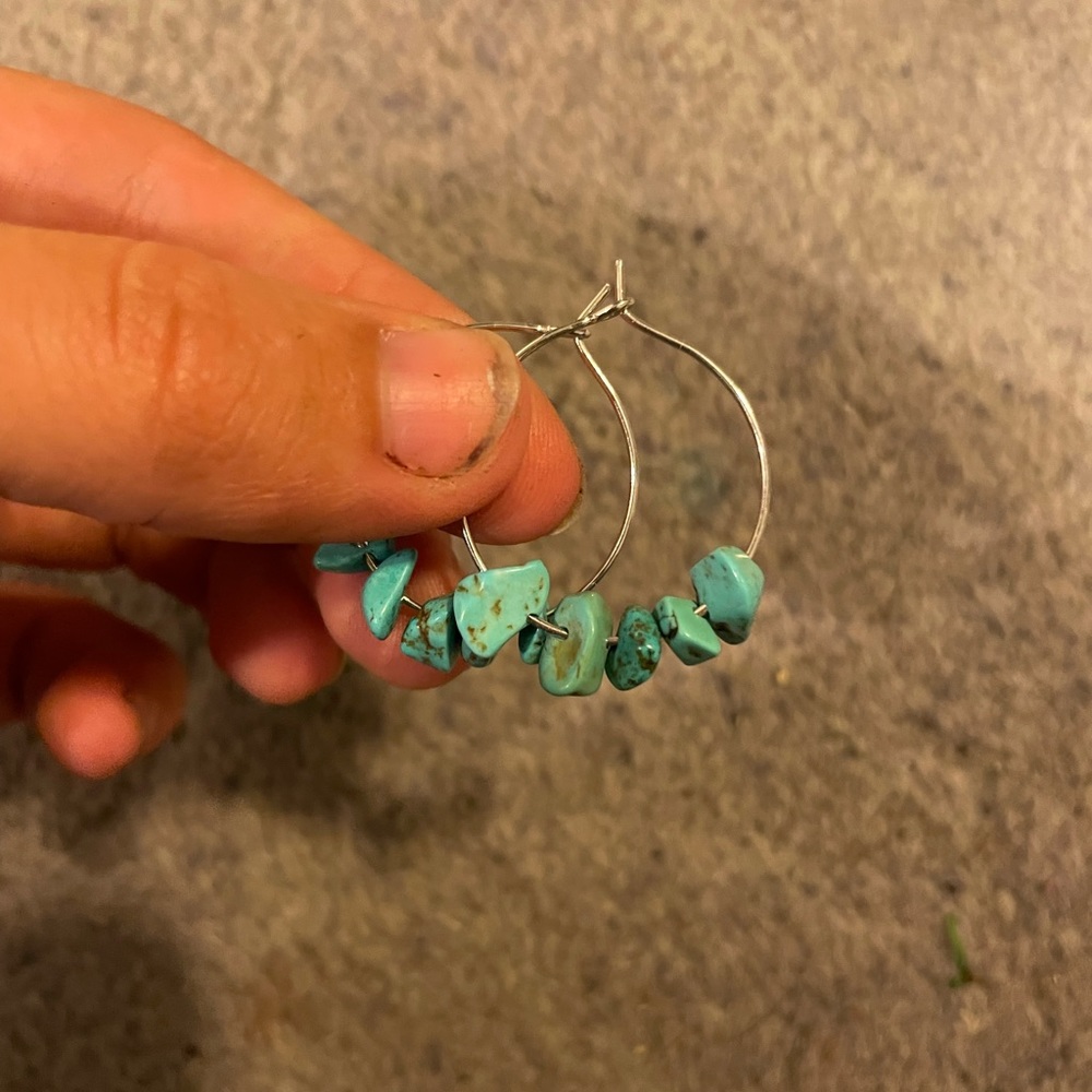 Stone earrings, turquoise, amethyst, rose quartz